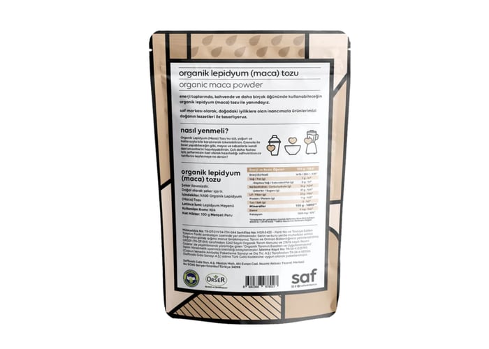 Organik Maca Tozu (100gr) - Saf Nutrition