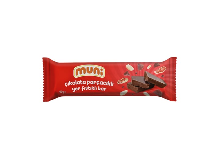 Çikolata Parçacıklı Yer Fıstığı Barı (40gr) - Muni