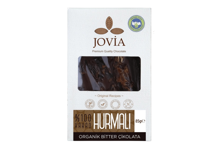 Jovia Organik %100 Bitter Çikolata (Hurmalı, 85gr)