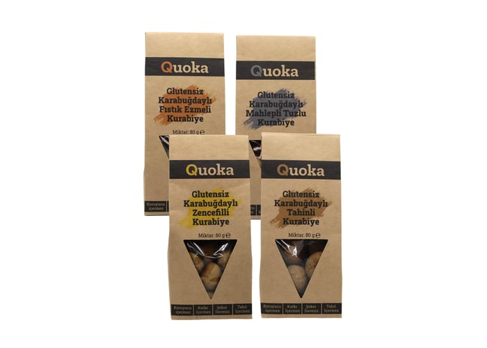 4 Çeşit Glutensiz Kurabiye (80gr x 4 adet, Zencefilli, Fıstık Ezmeli, Tahinli, Mahlepli) - Quoka