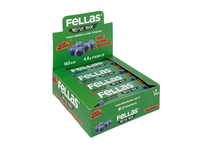 Chia ve Yaban Mersini Meyve Bar (12 adet x 40gr) - Fellas