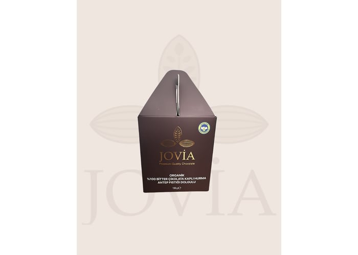 Organik %100 Bitter Çikolata Kaplı Antep Fıstığı Dolgulu Hurma (130gr) - Jovia