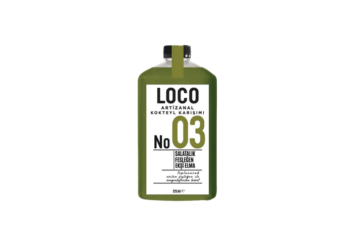 No:03 Yeşil Elma, Salatalık ve Fesleğen Kokteyl Karışımı (225ml) - Loco