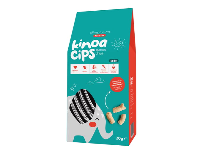 Sade Vegan Yağsız Kinoa Cipsi (Glutensiz ve Çocuklara Özel Tatlı Fil Ambalaj , 20gr) - Slimplus