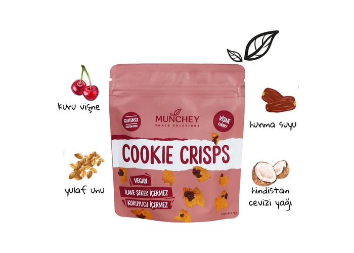 Cookie Crisps Vişne (3 adet x 40gr) - Munchey Food