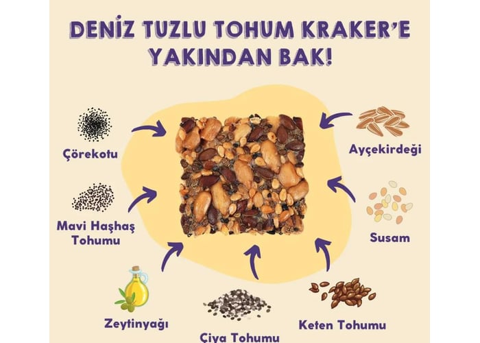 Deniz Tuzlu Tohum Kraker (12 adet x 40gr) - Munchey Food