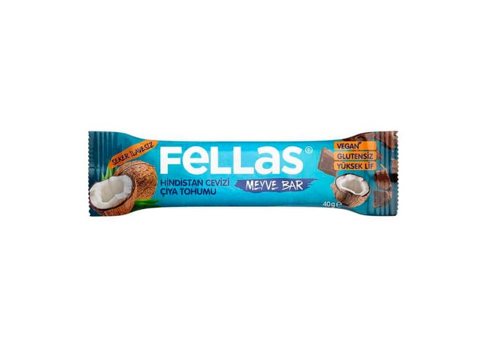 Chia ve Hindistan Cevizli Vitamin Meyve Bar (Glutensiz, 40gr) - Fellas