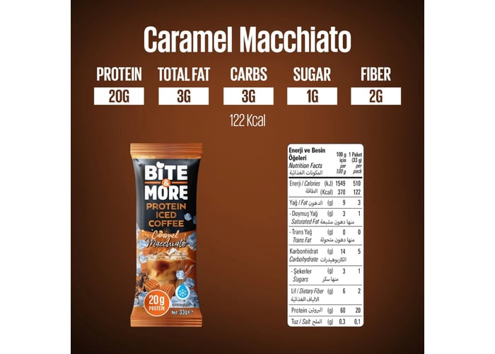 Proteinli Soğuk Kahve Caramel Macchiato (33gr) - Bite&more