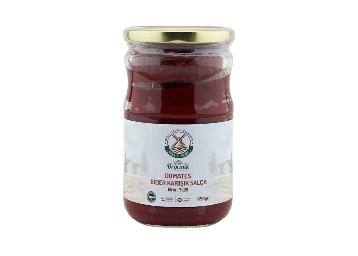 Mill & More Organik Tuzsuz Domates Biber Karışık Salça (650gr)