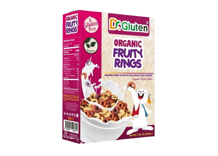 Organik Meyveli Halka Tahıl Gevreği (Glutensiz, 225gr) - Dr. Gluten