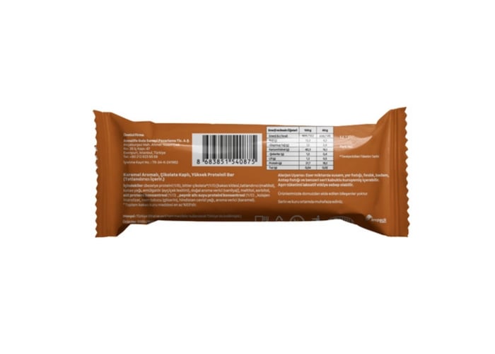 Çikolata Kaplı Karamel Aromalı Yüksek Proteinli Bar (12 adet x 40gr) - Delly
