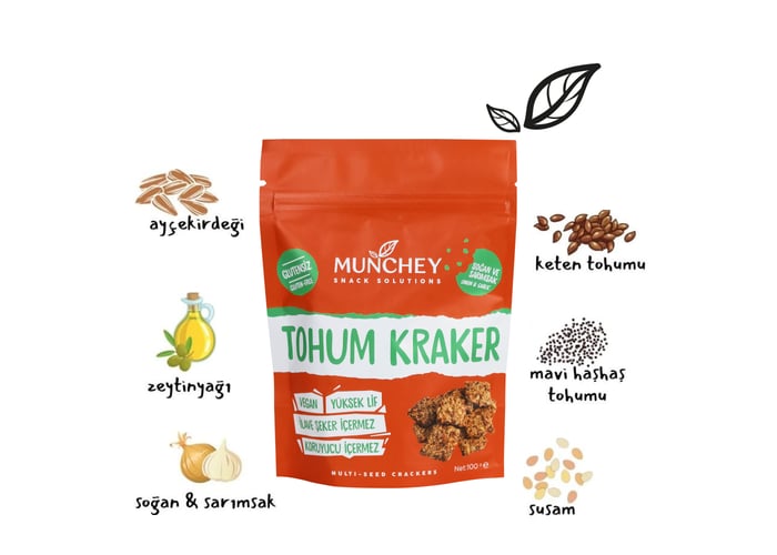Soğan ve Sarımsak Tohum Kraker (3 adet x 100gr) - Munchey Food