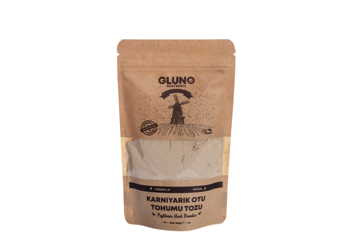 Glutensiz Karnıyarık Otu Tohumu Tozu (Psylium, 100gr) - Gluno Glutensiz