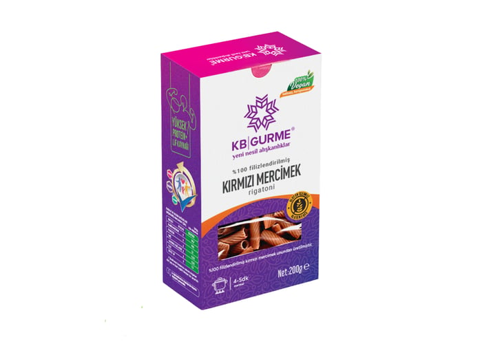 Kırmızı Mercimek Unlu Rigatoni Makarna (Glutensiz, 200gr) - KB Gurme