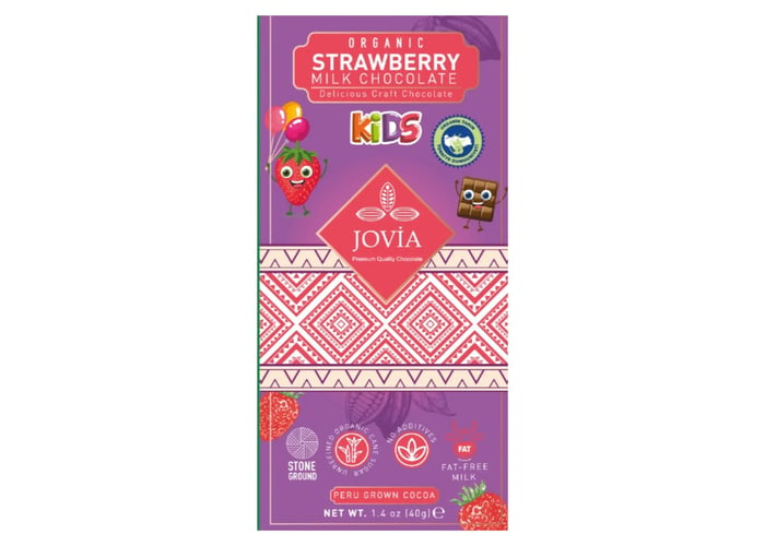 Organik Sütlü Çikolata Çilekli (Çocuklar için, 3 adet x 40gr) - Jovia