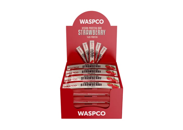 Çilekli Protein Bar ( Vegan, 16 adet x 40gr) - Waspco