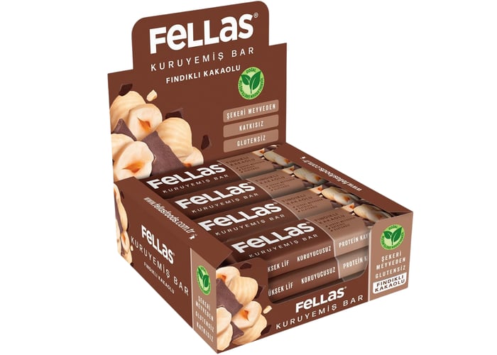 Fındıklı Kakaolu Kuruyemiş Bar (12 adet x 30gr) - Fellas