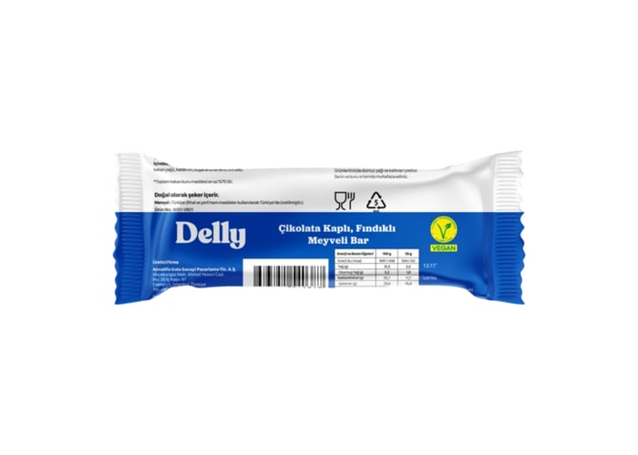 Çikolata Kaplı Fındıklı Meyveli Bar (12 adet x 35gr) - Delly