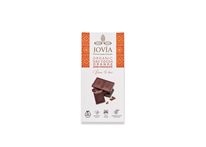 Organik %80 Bitter Portakallı Çikolata (85gr) - Jovia