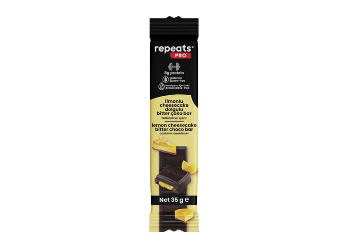 Yüksek Proteinli Limonlu Cheesecake Dolgulu Bitter Çoko Bar (35gr) - Repeats