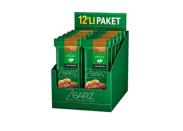 Vegan Yer Fıstıklı Proteinli Meyve Barı (12 adet x 35gr) - Zbarz