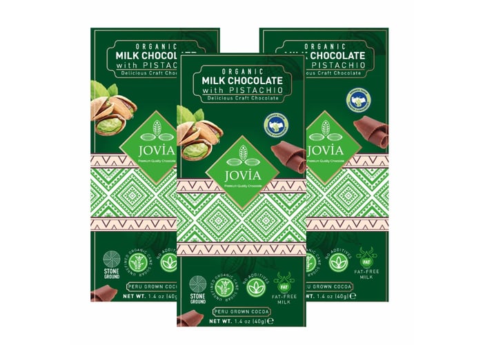Jovia Organik Sütlü Çikolata (Antep Fıstıklı, 3 adet x 40gr)