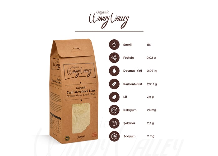 Yeşil Mercimek Unu & Kırmızı Mercimek Unu Seti - Organic Windy Valley