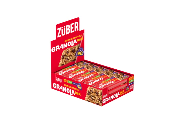 Kırmızı Meyveli Granola Bar (15 adet x 25gr) - Züber