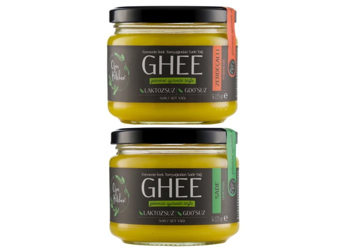 Ojas Kitchen Sade Yağ ve Zerdeçallı Sade Yağ (Ghee, 225gr x 2 adet)