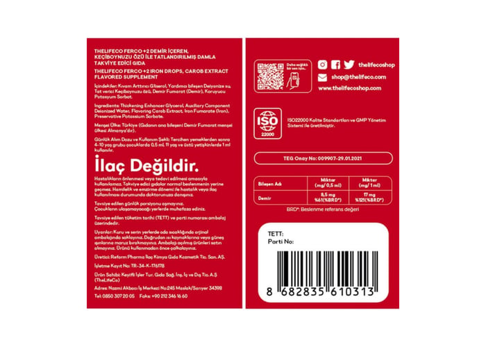 Ferco 2 Değerlikli Demir Damlası (30ml) - Thelifeco