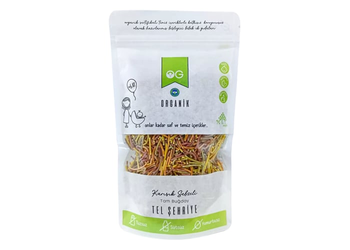 Organik Karışık Sebzeli Tam Buğday Tel Şehriye (180gr) - Og Natural