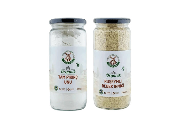 Organik Ruşeymli Bebek İrmiği (250gr) ve Organik Tam Pirinç Unu (320gr) Seti - Mill & More