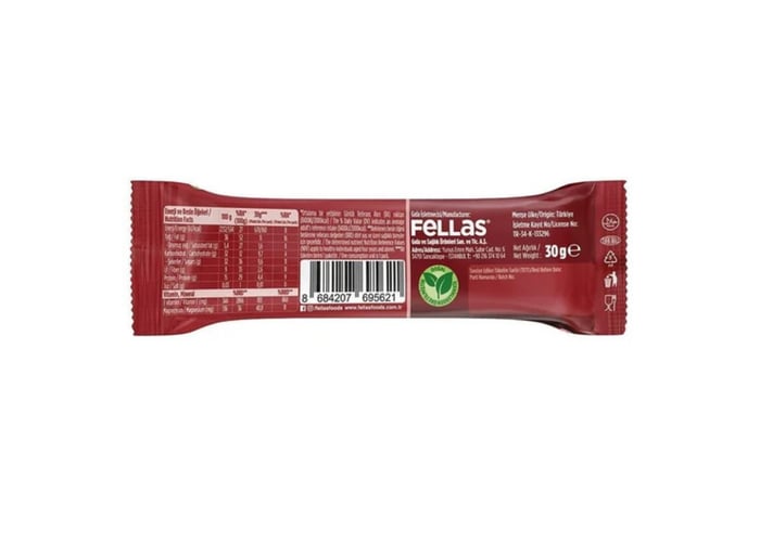 Kırmızı Meyveli Kuruyemiş Bar (30gr) - Fellas
