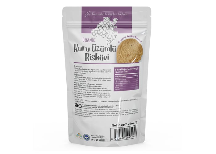 Organik Üzümlü Bisküvi (65gr) - Og Natural