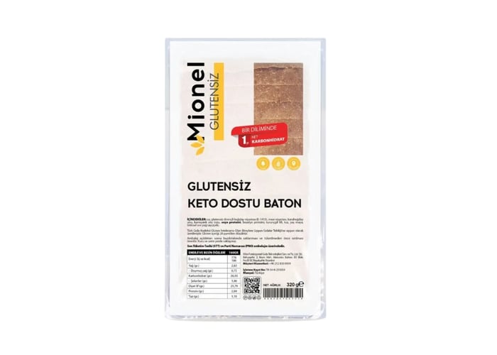 Keto Dostu Baton Ekmek (Glutensiz, 320gr) - Mionel