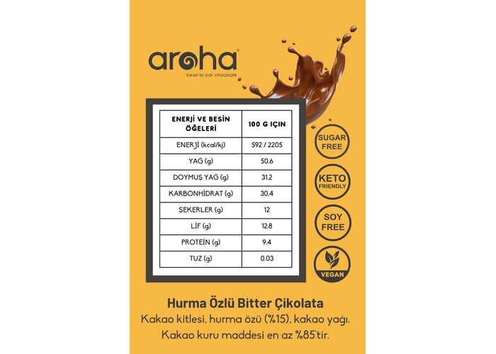Antep Fıstıklı Bitter Çikolata (%72 Kakao, 100gr) - Aroha