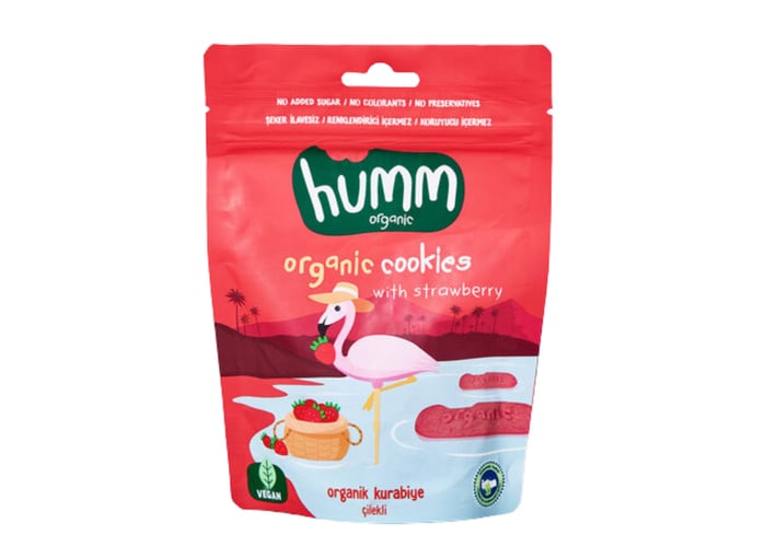 Organik Çilekli Kurabiye (Vegan, 55gr) - Humm
