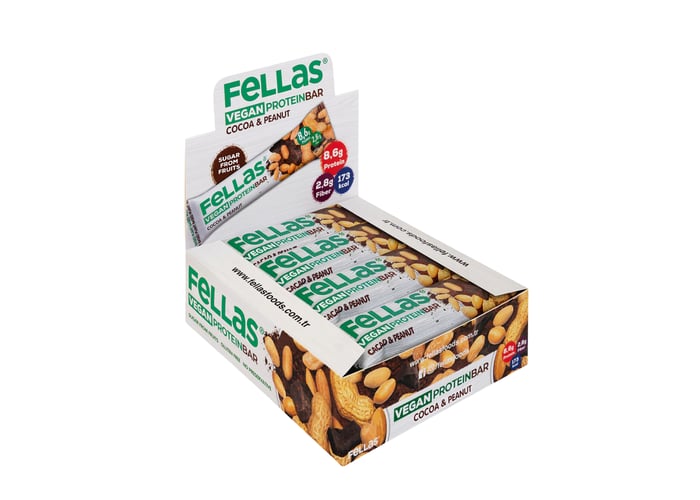 Yer Fıstığı ve Kakaolu Vegan Protein Bar (12 adet x 40gr) - Fellas