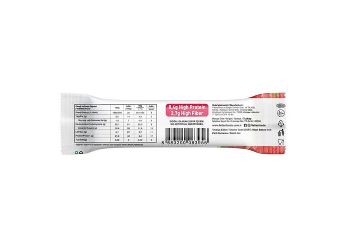 Çilekli ve Kakaolu Protein Bar (Vegan, 40gr) - Fellas