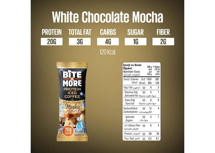 Proteinli Soğuk Kahve White Chocolate Mocha (33gr) - Bite&more