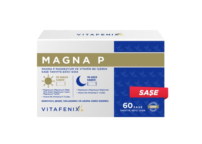 Vitafenix Magna P Magnezyum ve Vitamin B6 İçeren Saşe Takviye Edici Gıda (60 saşe)