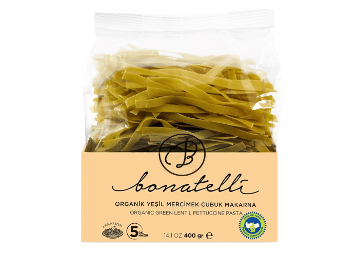 Organik Yeşil Mercimek Çubuk Makarna (400gr) - Bonatelli