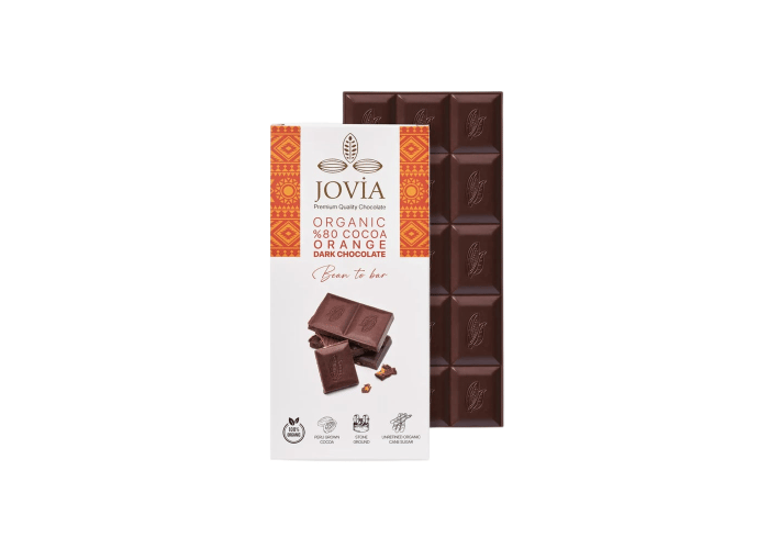 Organik %80 Bitter Portakallı Çikolata (85gr) - Jovia