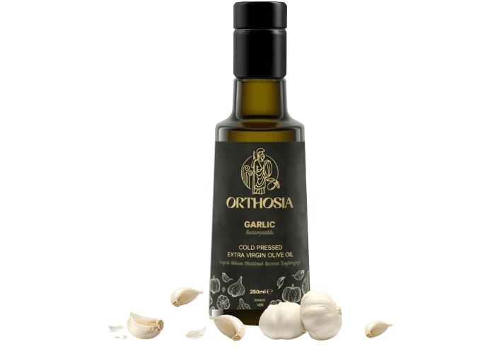 Orthosia Garlic Sarımsak Çeşnili Soğuk Sıkım Natürel Sızma Zeytinyağı (250ml)