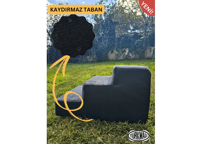 Ortopedik Yumuşak Basamaklı Fermuarlı Kedi ve Köpek Merdiveni (Siyah , M) - Holidog