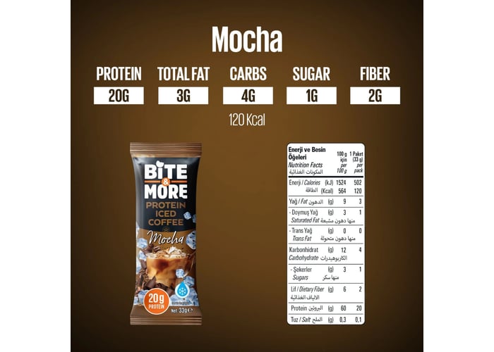 Proteinli Soğuk Kahve Mocha (33gr) - Bite&more