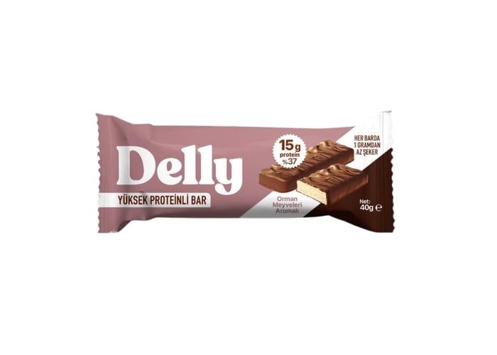 Delly Çikolata Kaplı Orman Meyveleri Aromalı Yüksek Proteinli Bar (40gr)