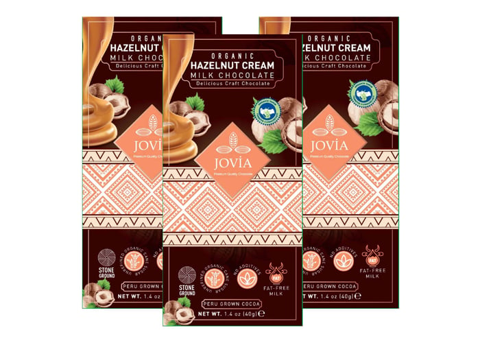 Jovia Organik Sütlü Çikolata (Fındık Kremalı, 3 adet x 40gr)