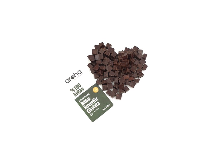 Bitter Kuvertür Çikolata (%100 Kakao, Tatlandırılmamış, 500gr) - Aroha