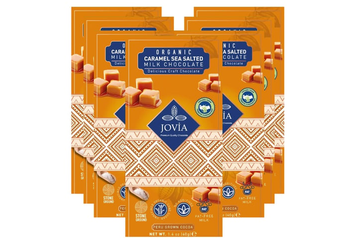 Jovia Organik Karamel ve Deniz Tuzlu Sütlü Çikolata (7 adet x 40gr)